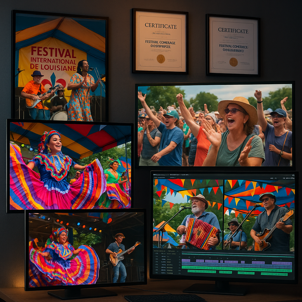 Award-winning Lafayette videographer showcasing Festival International coverage experience portfolio