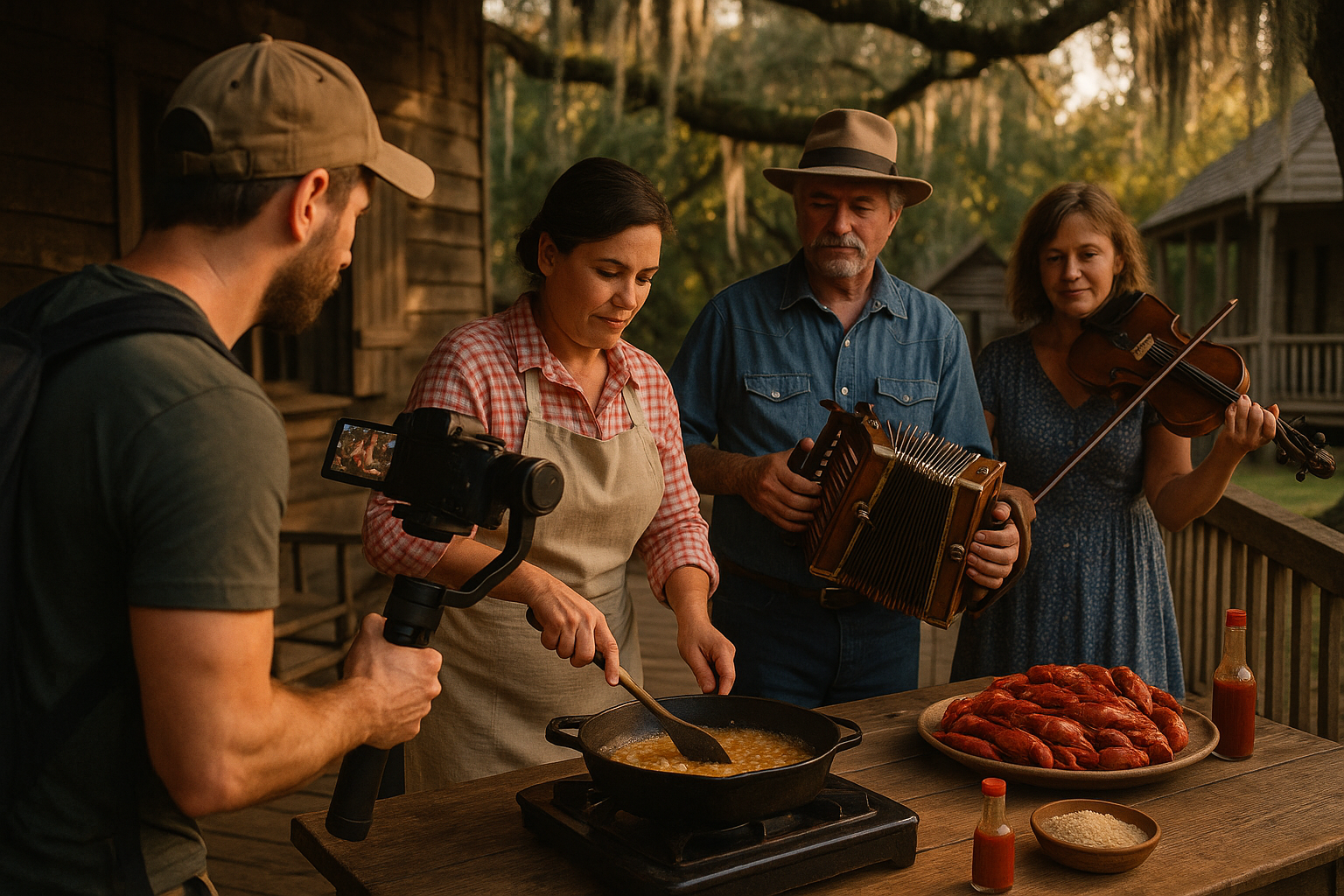 Videographer documenting authentic Cajun culture and heritage in Lafayette Louisiana