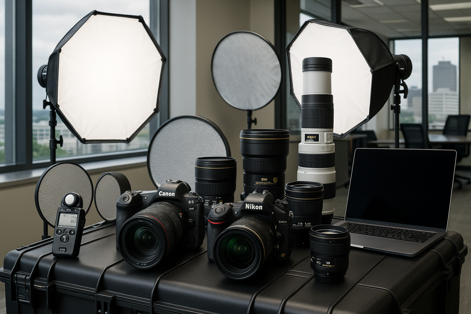 Baton Rouge commercial photography equipment setup for corporate shoot