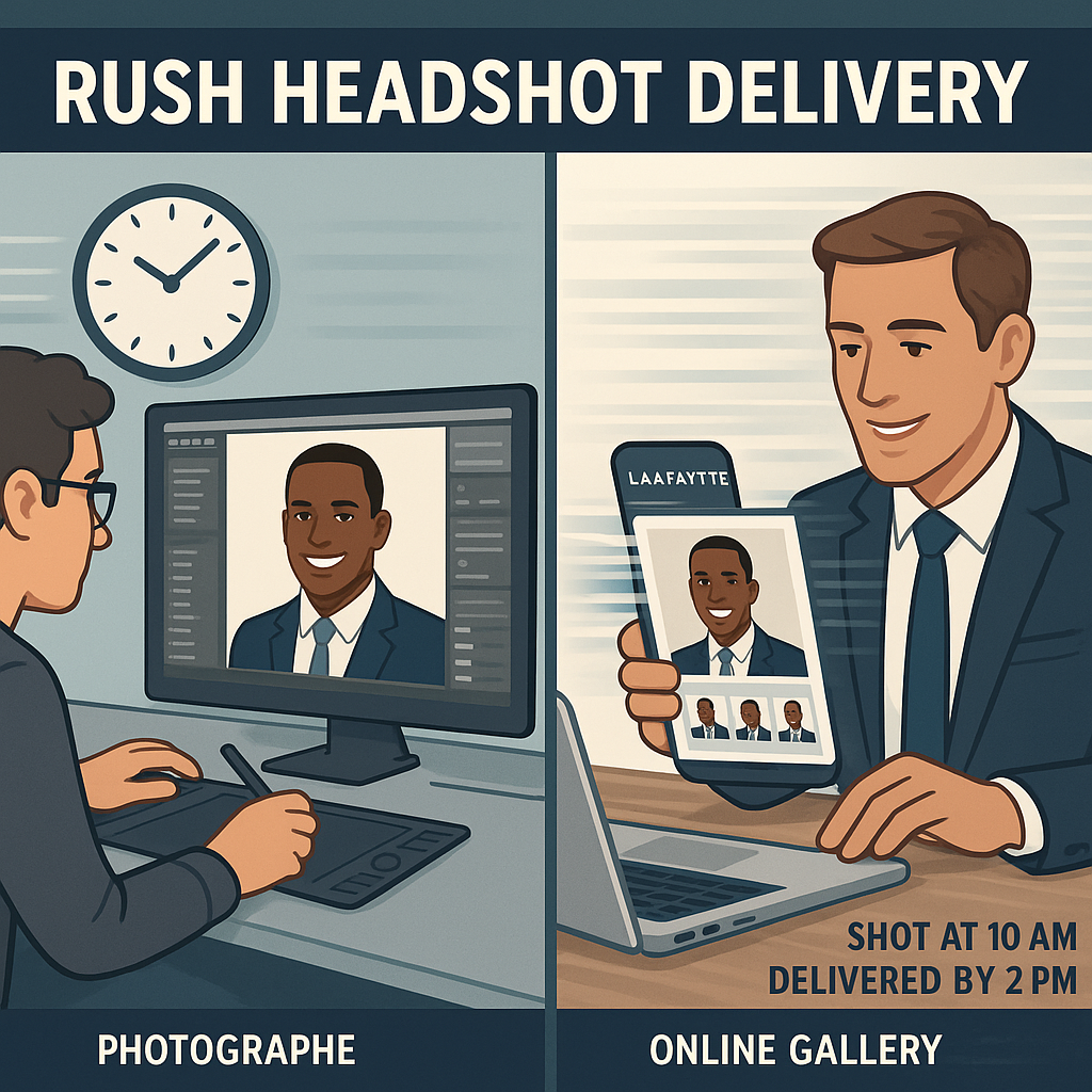 Rush headshot delivery for Lafayette business professional