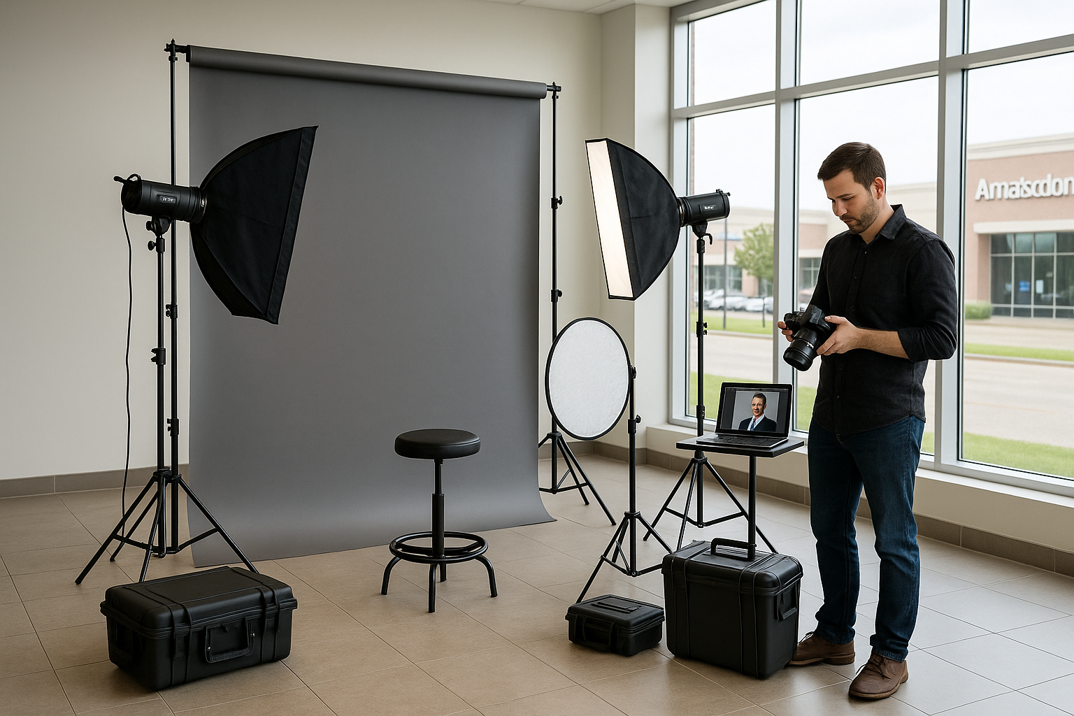 Mobile studio setup at Ambassador Caffery Parkway office Lafayette