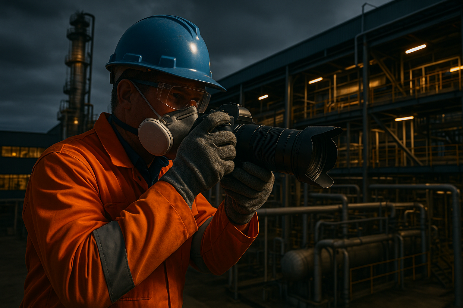 Industrial photographer capturing Lafayette petroleum engineering facility operations