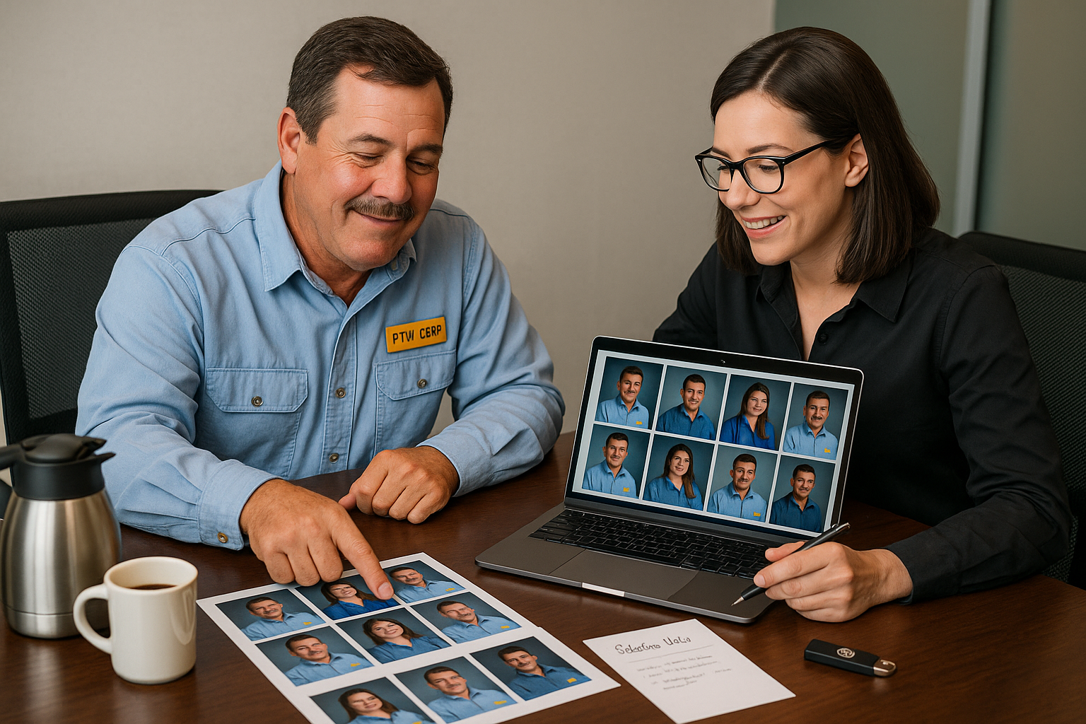 Lake Charles business professional selecting headshot options