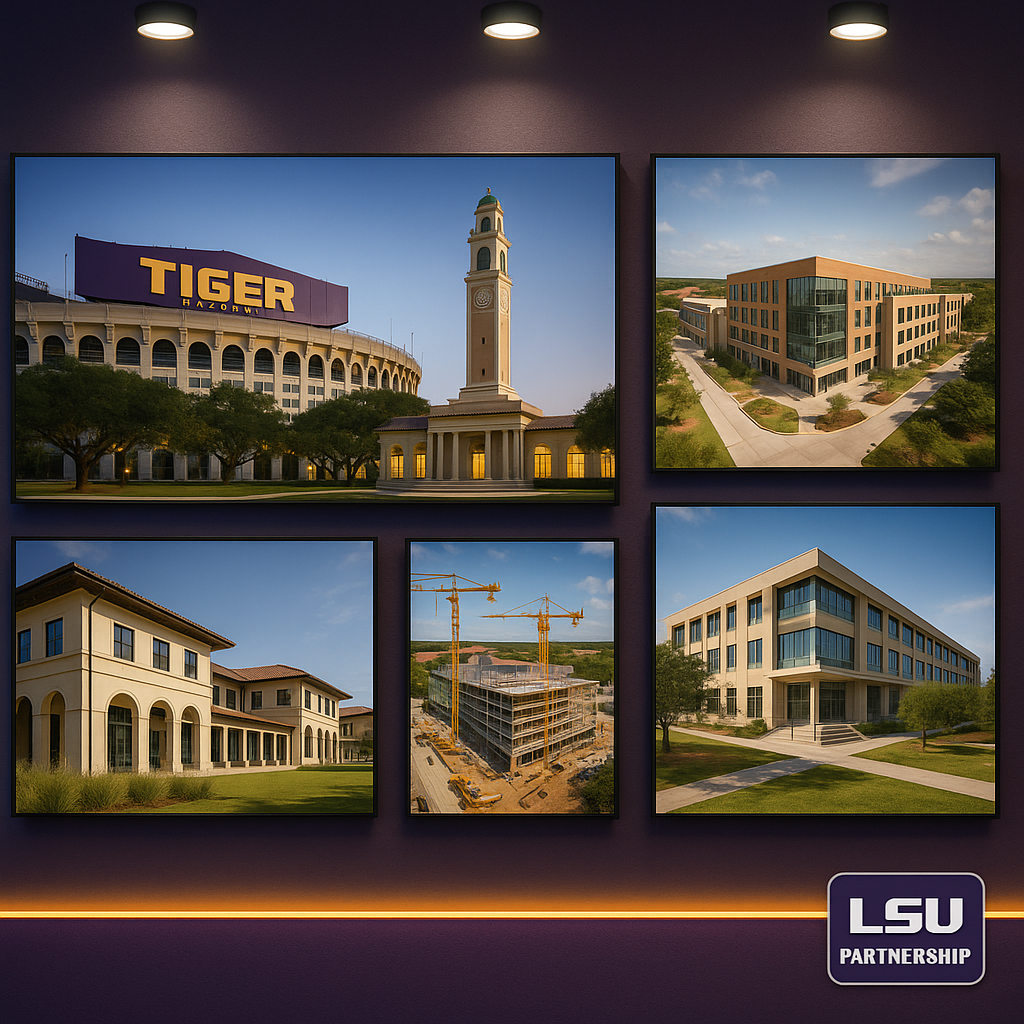 LSU campus expansion photography showcasing Baton Rouge architectural documentation