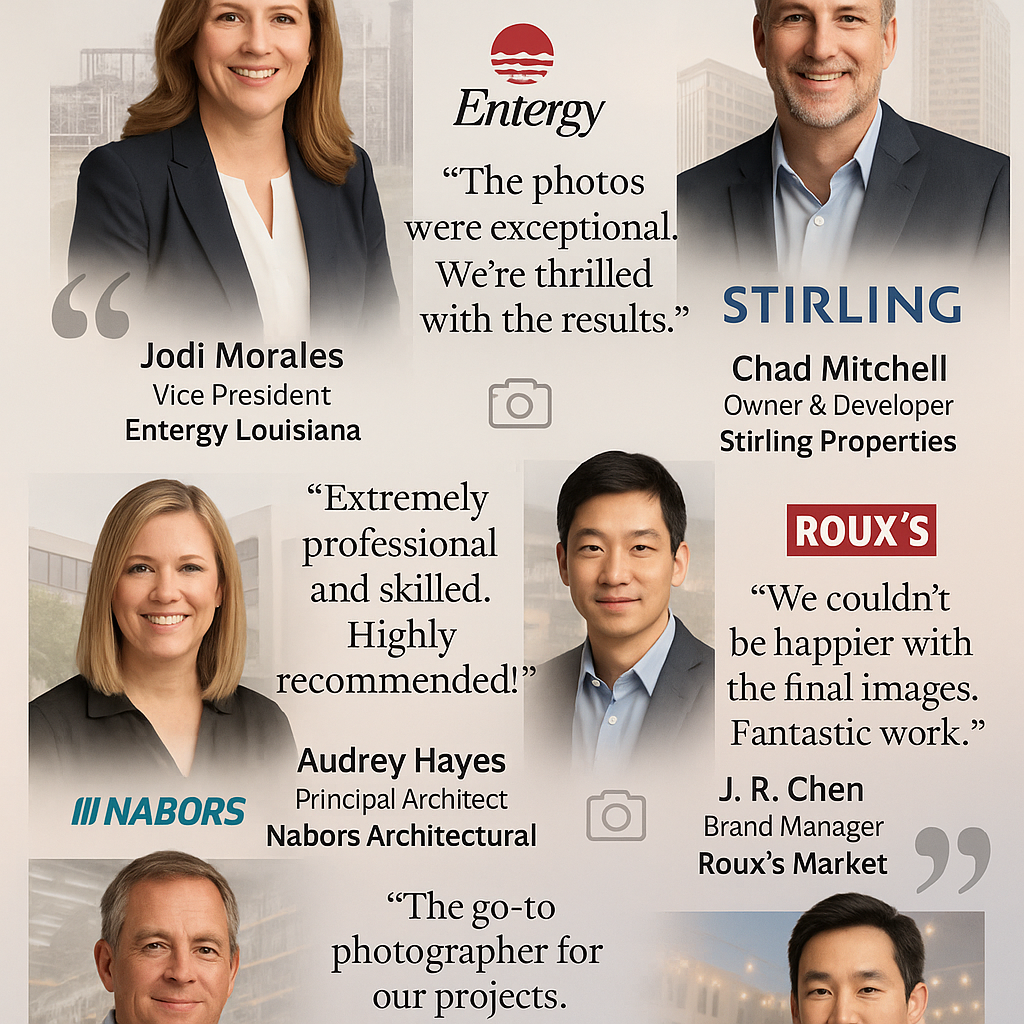 Louisiana business owners architects developers praising Domingues Design photography